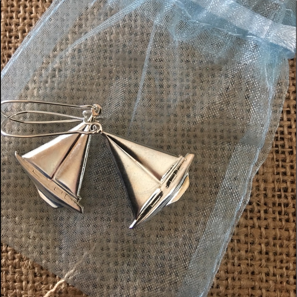 Silver sailboat earrings!